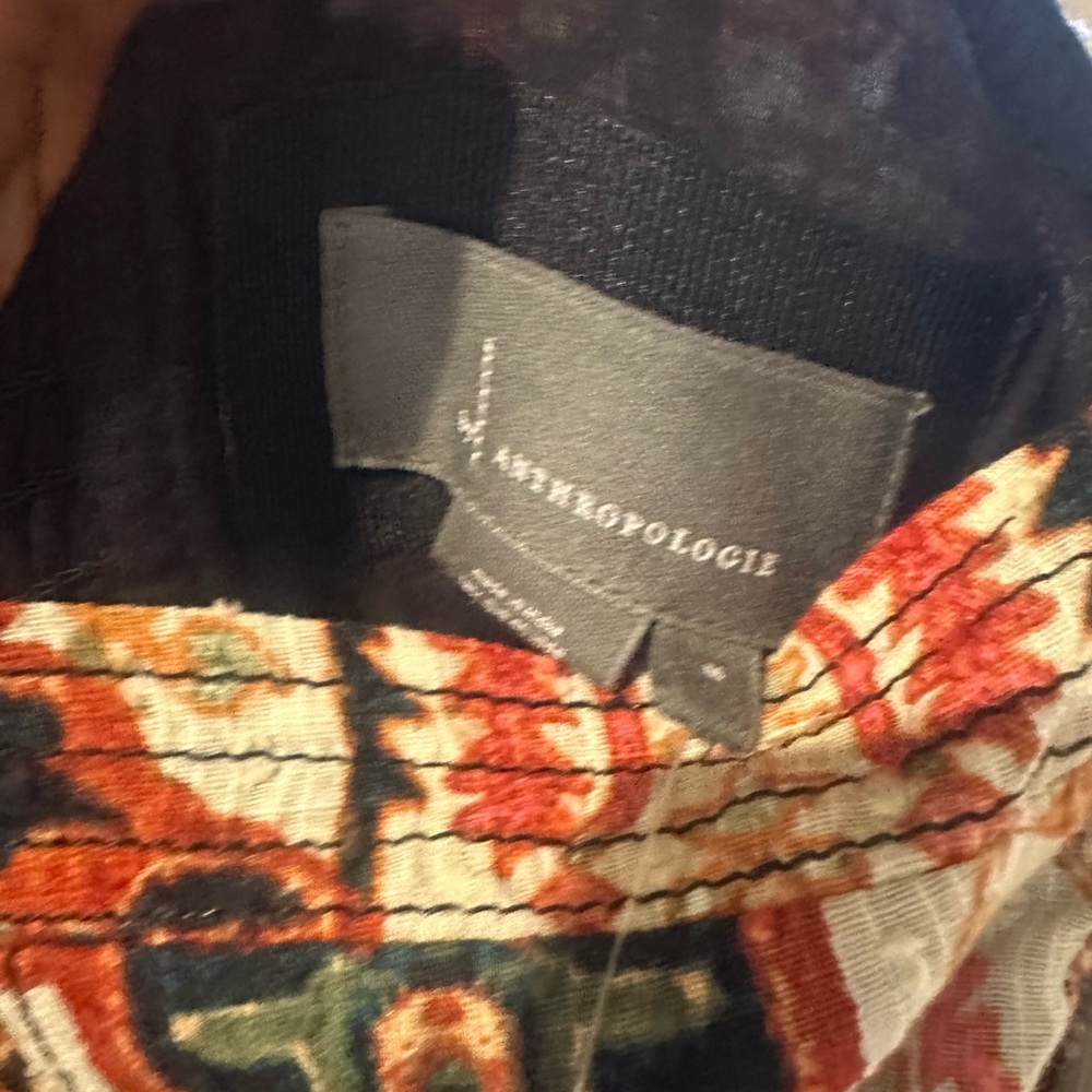 Anthropologie Black Floral Tiered Maxi Dress with Rust Accents - Picture 5 of 7